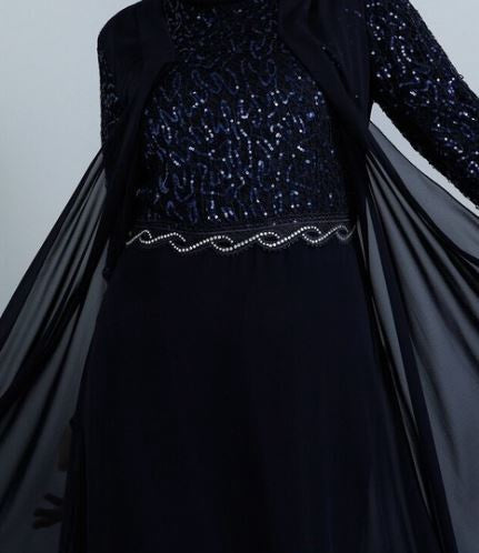 TAVIN Dress Navy Lace Bodice, Sleeve