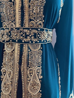 GENERIC Gown Beaded Black with Gold Stones and Band