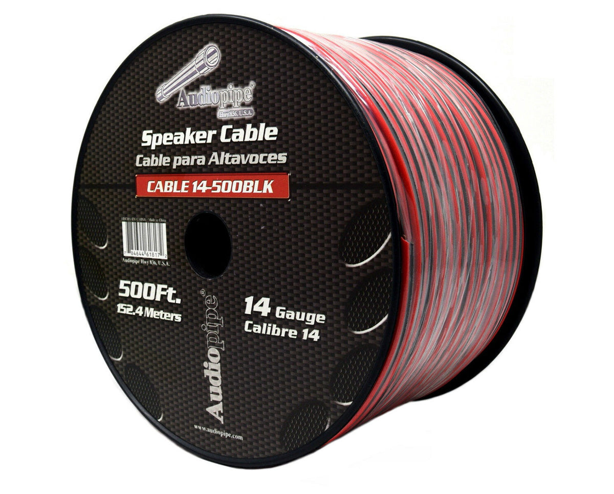 AUDIO PIPE Speaker Wire 14G Cable 14-500 Blk Black and Red 500FT Sold Per Roll
