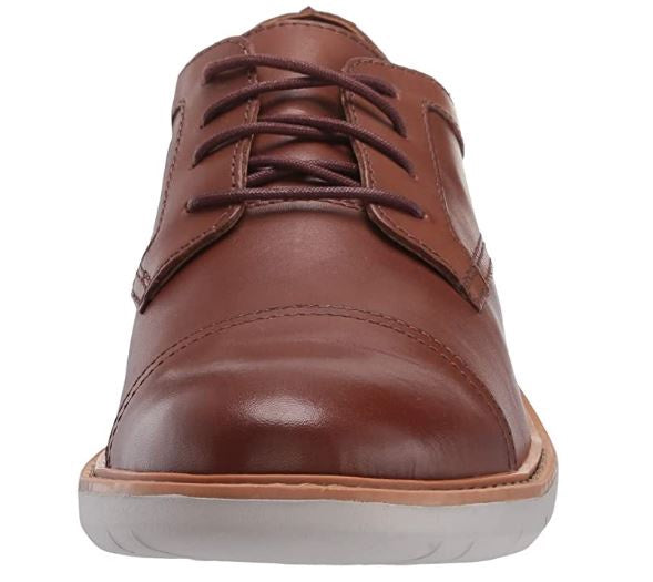 CLARKS Footwear Men Draper Cap Oxford Tan Leather with Beige Outsole