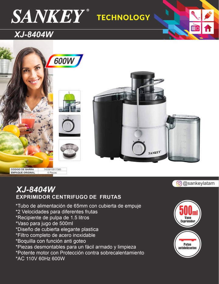 SANKEY Juice Extractor Xj 8404W 600W