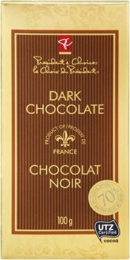 PRESIDENT CHOICE Pc Dark Chocolate 70% Cocoa Belgium 100G