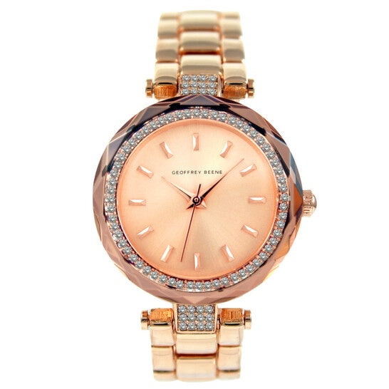 GEOFFREY BEENE Watch Rose Gold Tone Rhinestone GL0020RG