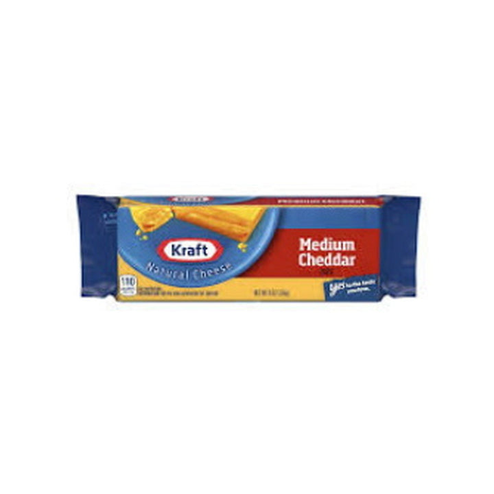 Cheese Kraft Medium Cheddar Block 8 oz