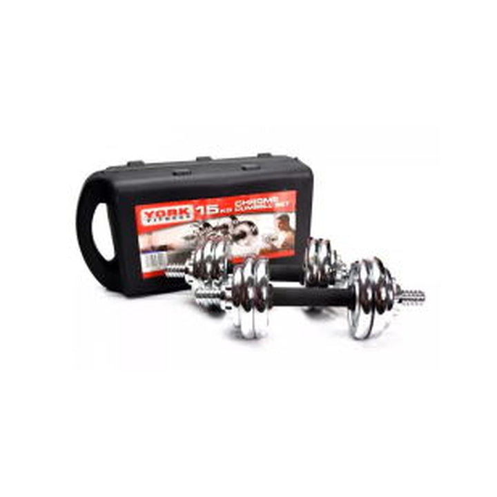 Chrome Dumbell Set 15Kg York Fitness