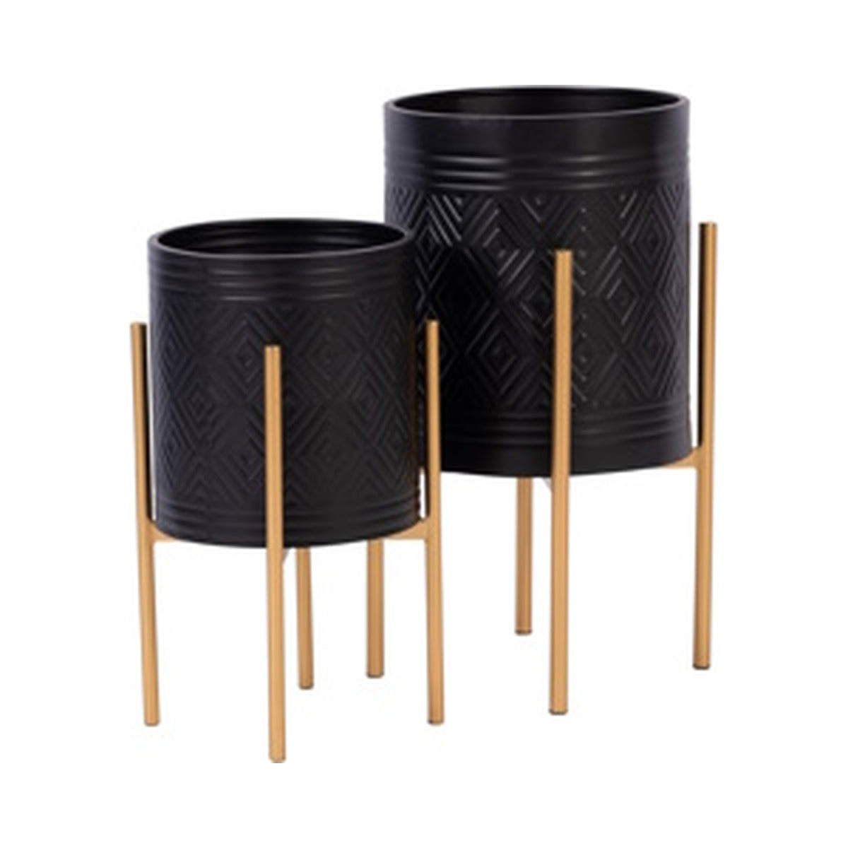 Planter Pot with Gold Stand Black pot