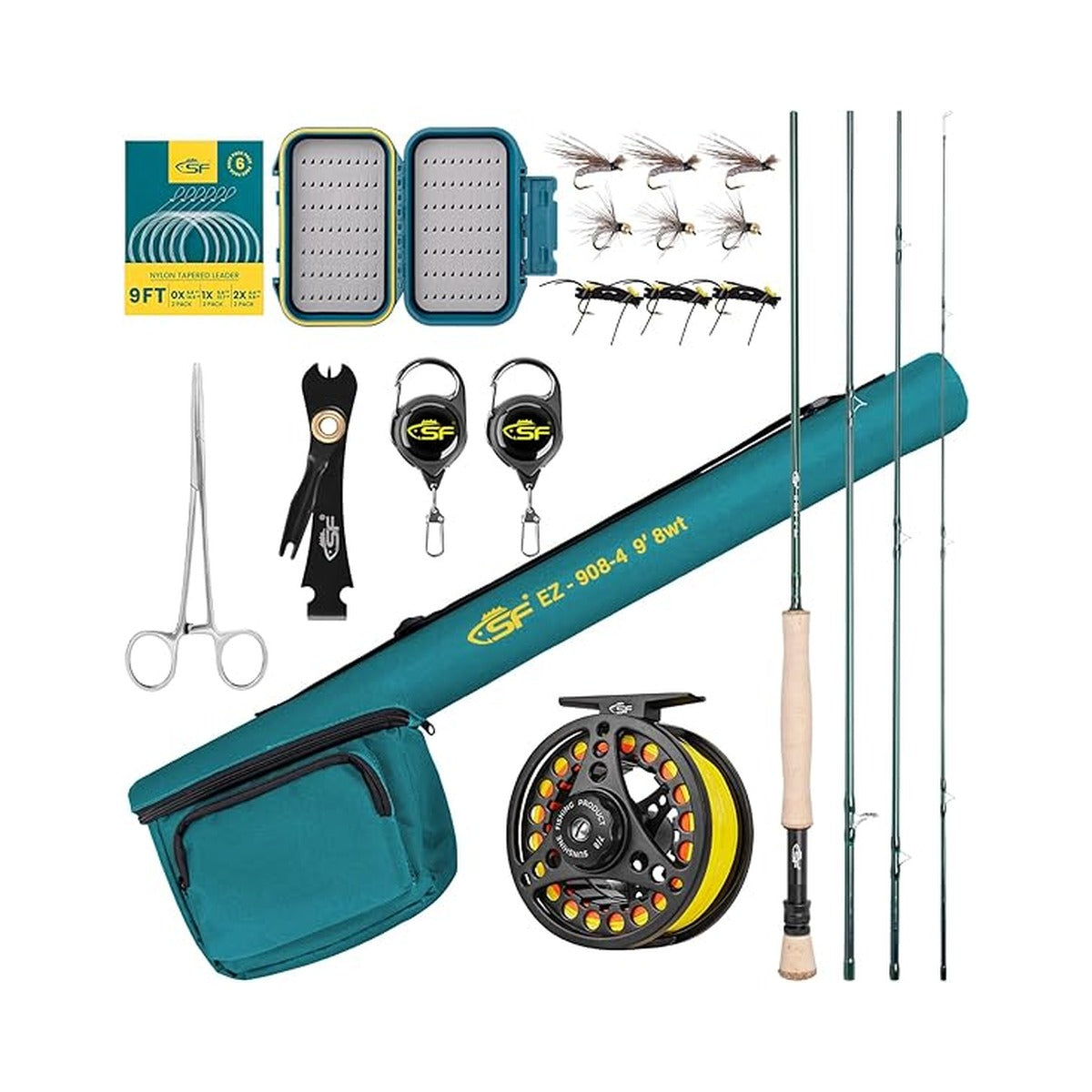 SF Fly Fishing Rod Combo Starter Kit 8WT Green