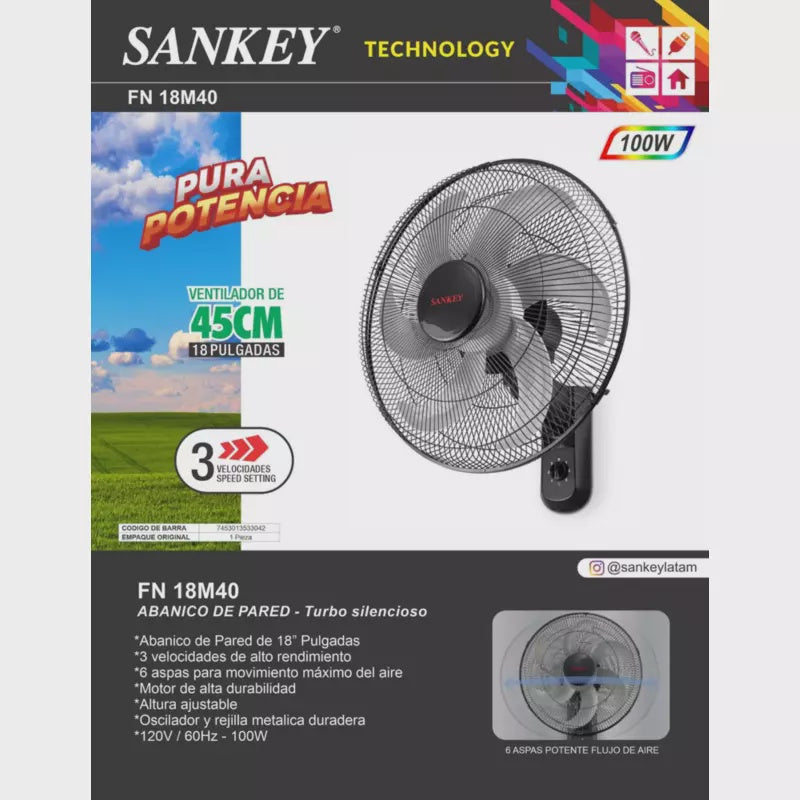 SANKEY Fan 18" Wall FN-18M40 110V