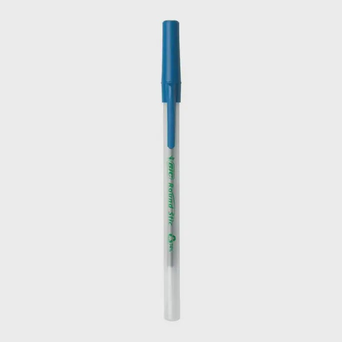 BIC Stationery Pen Round Stic 74% Revolution Ball Long Lasting Black / Blue Sold Each