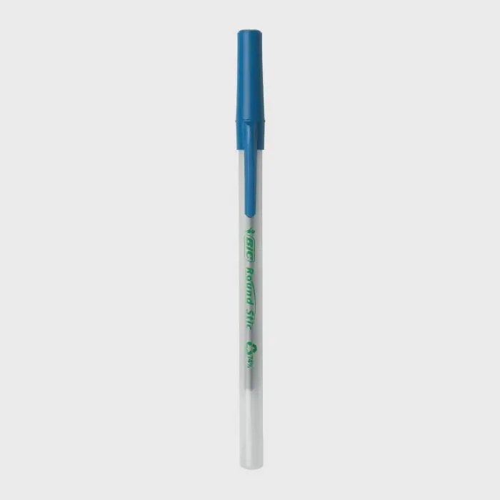 BIC Stationery Pen Round Stic 74% Revolution Ball Long Lasting Black / Blue Sold Each
