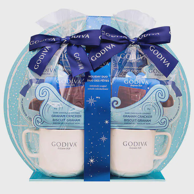 GODIVA Belgium 1926 Chocolate Assortment Gift Set Basket with Cups 398543