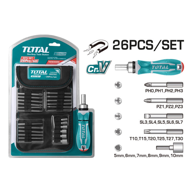 TOTAL Screwdriver Bit Set 26PCS TACSD30266