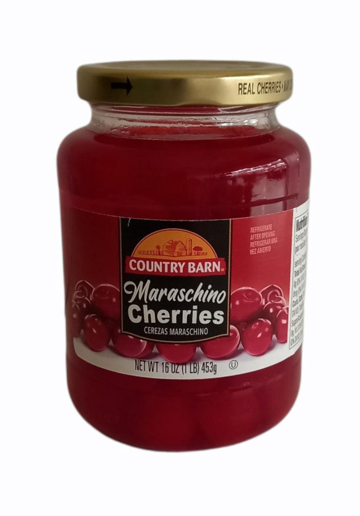 COUNTRY BARN Cherries Maraschino Red Without Stems 16OZ 453G