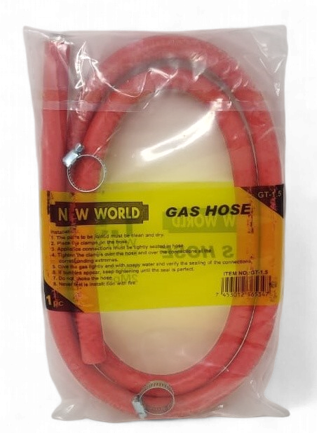 NEW WORLD Gas Hose with 2CLIPS 1.5M GT-1.5