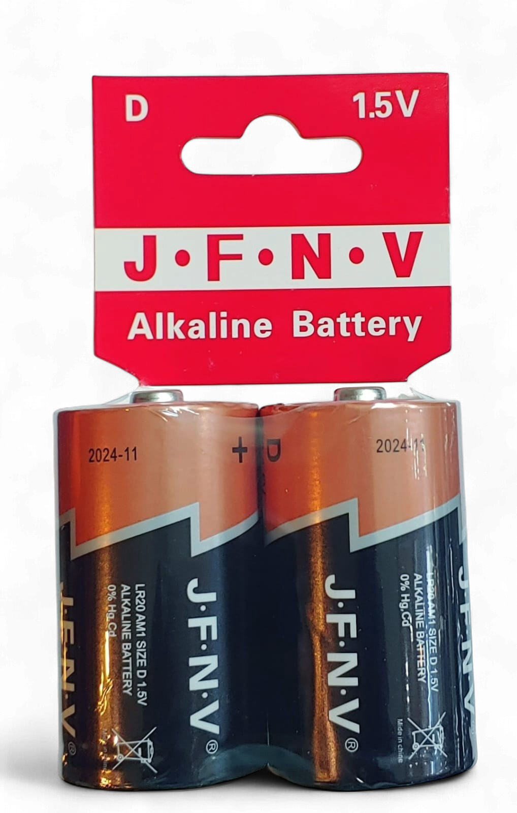 JFNV Battery J F N V Size D Alkaline Gold and Black 2PCS Pack