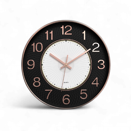 MUTBERG Clock Wall HJC-U-004 12" Modern Black Silent NON-TICKING Analog