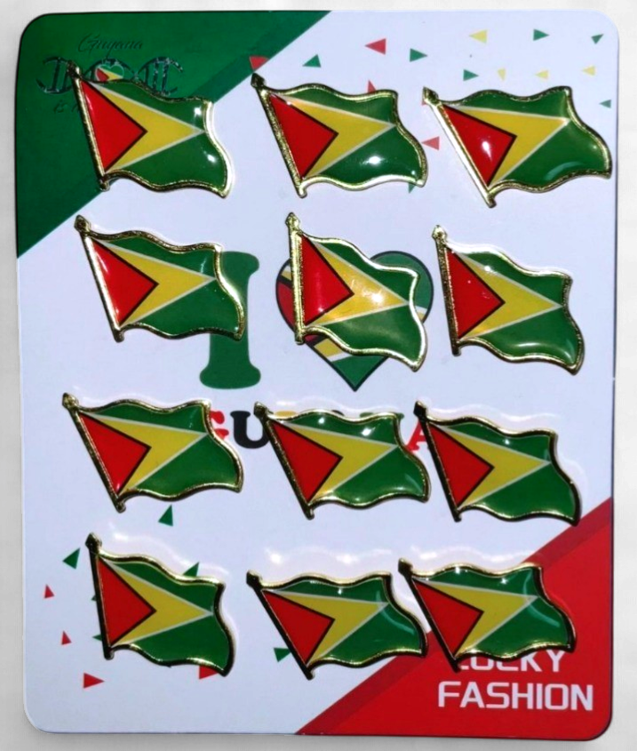 Guyana Flag Lapel Pins 12PCS Pack Lucky Fashion GQK-4545-Y48