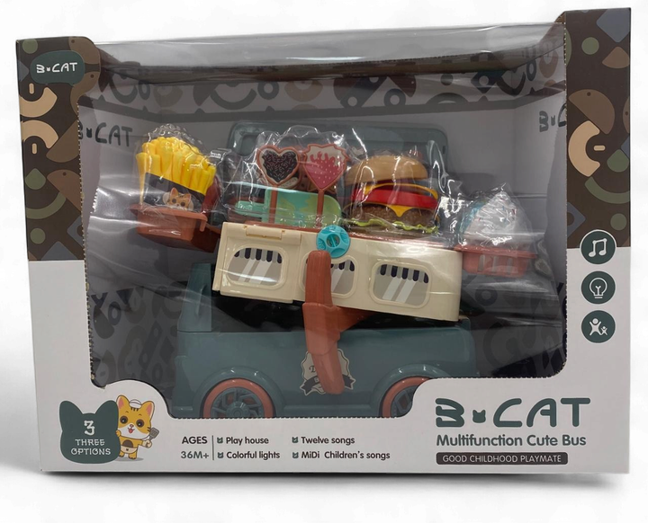 GENERIC Toy Bus Food Kitchen Play Set 3 Cat Multifunction Cute R003