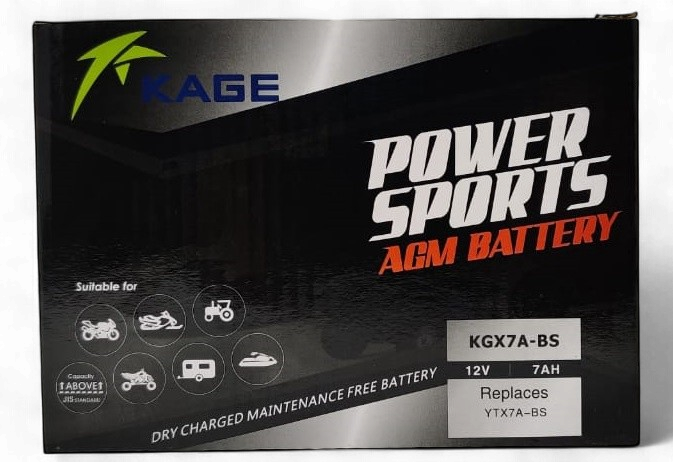 KAGE M/CYCLE Battery KGX7A-BS YTX7A-BS with Acid 12V 7AH