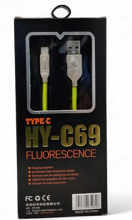 HEYU Cable USB HY-C69 2.1A TYPE-C 1000MM Fluorescence