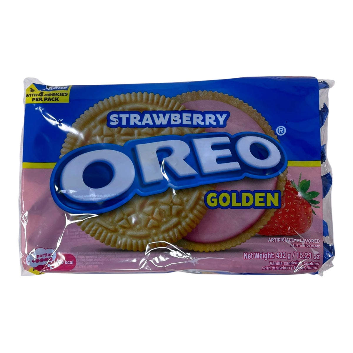 NABISCO Oreo Strawberry Golden Cookies 12PACK of 4-COOKIES Per Pack 432G 15.32OZ