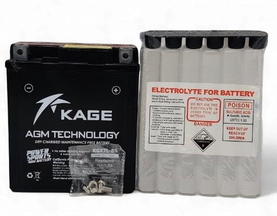 KAGE M/CYCLE Battery KGX7L-BS YTX7L-BS with Acid 12V 7AH