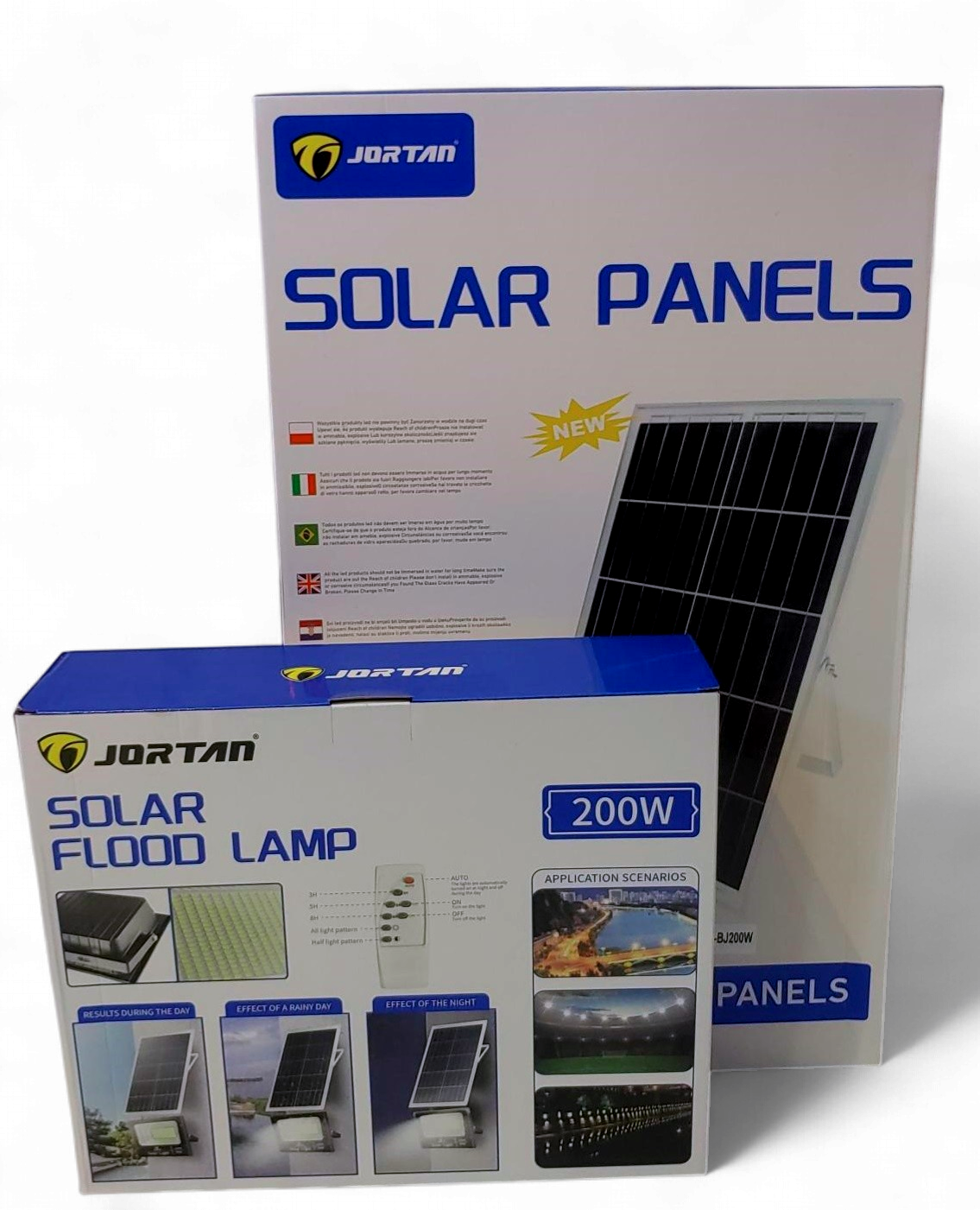 JORTAN Lamp LED Solar Flood 200W JT-BJ200W-TZ W + JT-BJ200W-TZ W 6500K IP66 2BOX