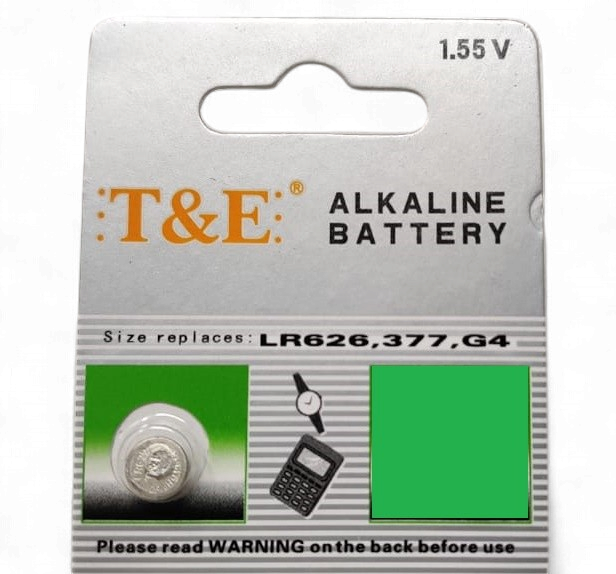 T&E Battery Watch LR626 377 G4 AG4 1.55V Alkaline Sold Each