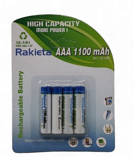 RAKIETA Battery Rechargeable Aaa 1100MAH 1.2V 4PCS Pack NI-MH