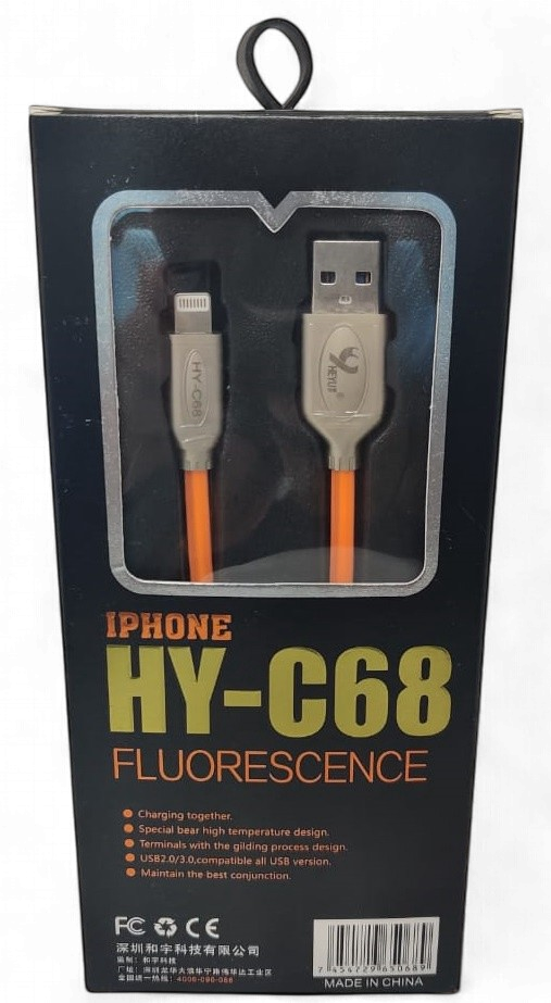 HEYU Cable USB HY-C68 2.1A Iphone 1000MM Fluorescence Iphone Lightning