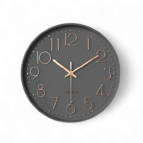 MUTBERG Clock Wall HJC-2015E-026 14" Modern Grey Silent NON-TICKING Analog
