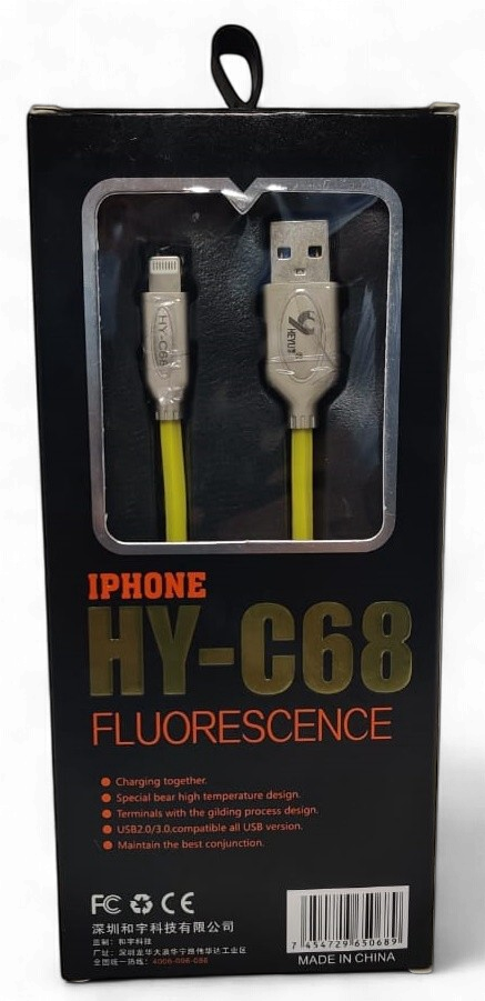 HEYU Cable USB HY-C68 2.1A Iphone 1000MM Fluorescence Iphone Lightning
