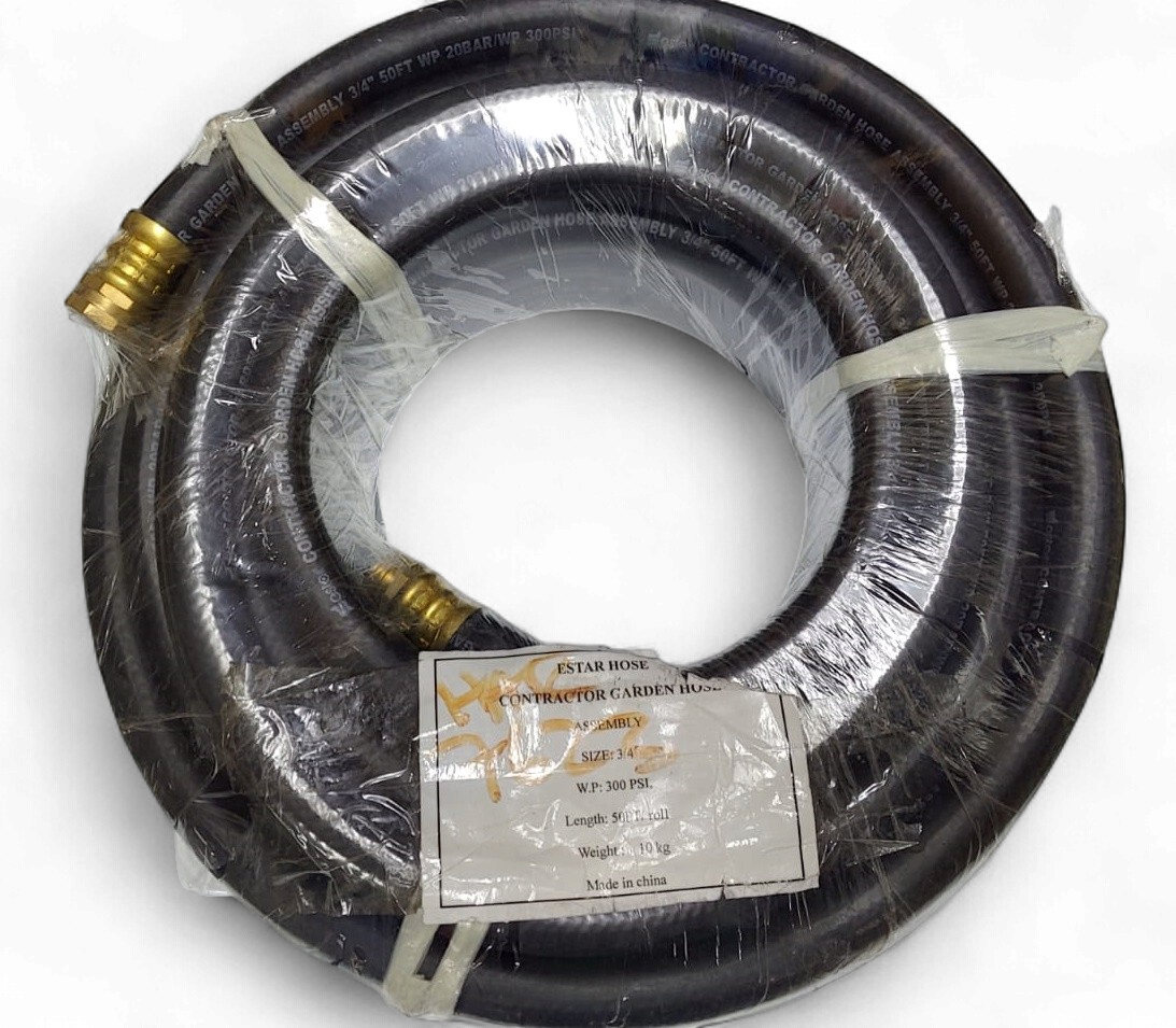 Hose 3/4" X 50FT Estar Black Contractor with Brass Ends