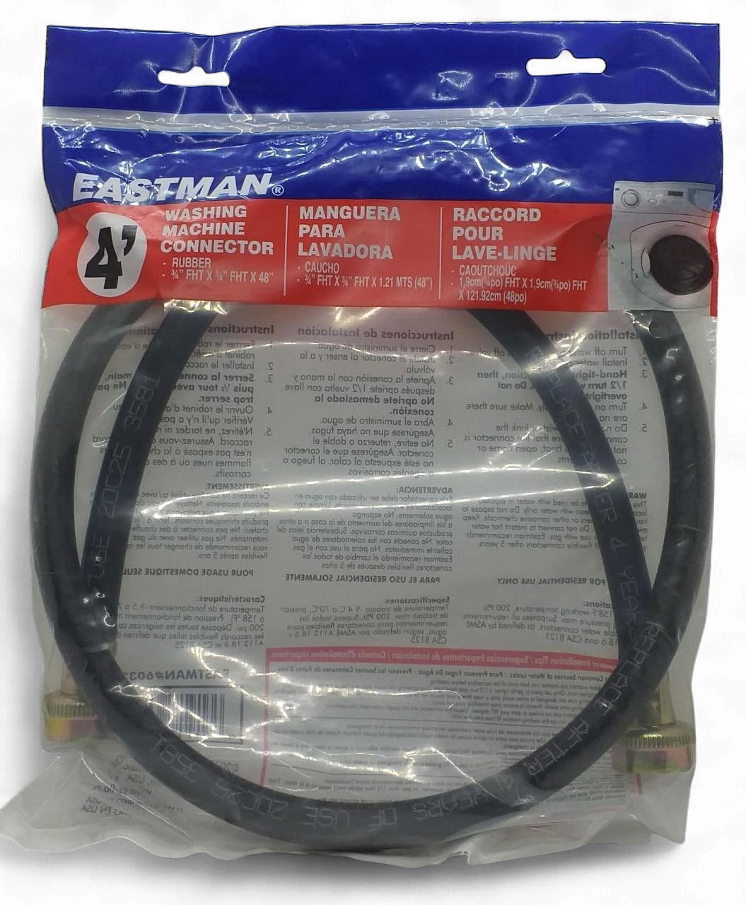EASTMAN Washing Machine Hose Inlet 4' 60321N
