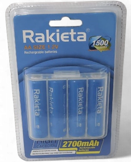 RAKIETA Battery Rechargeable Aa Blue 2700MAH 1.2V 4PCS Pack