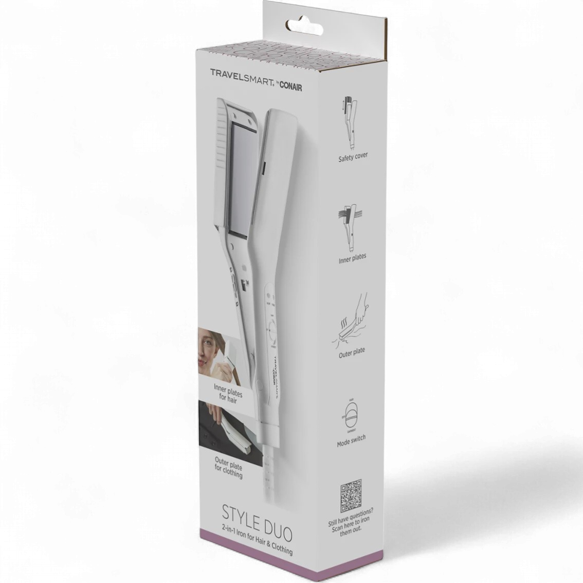 CONAIR Hair Straighten Iron TS185 Travel Smart Style Duo 2IN1