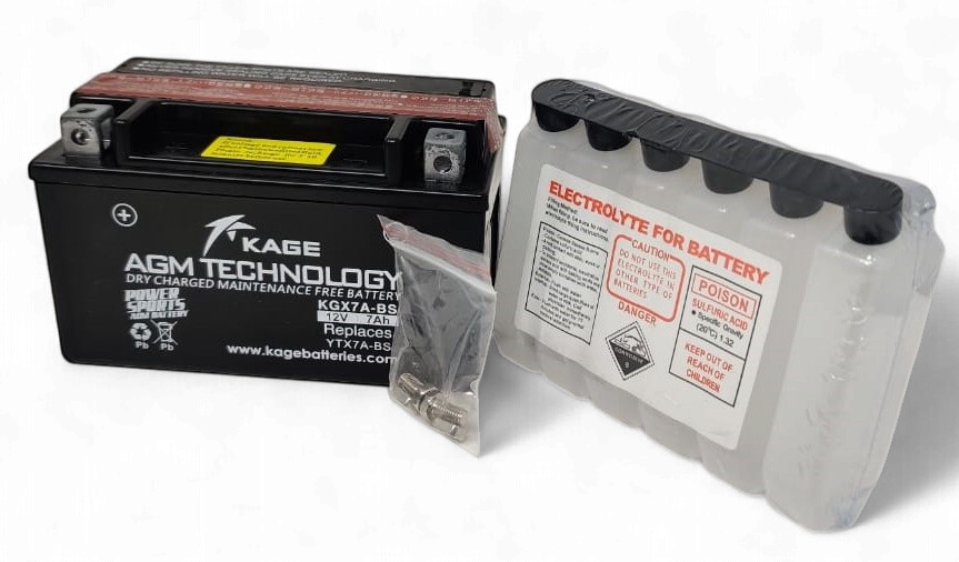 KAGE M/CYCLE Battery KGX7A-BS YTX7A-BS with Acid 12V 7AH