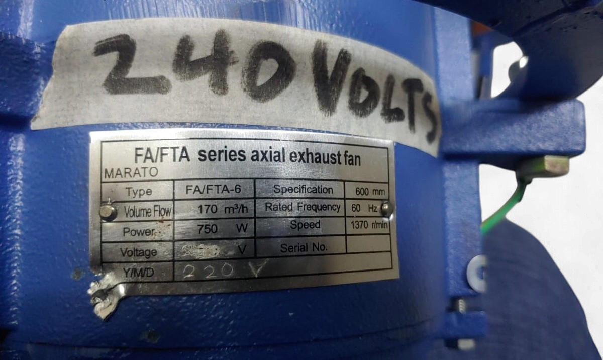 Fan Exhaust Extractor 25" FA/FTA Series Axial Marato 600MM 110V Yellow and Blue