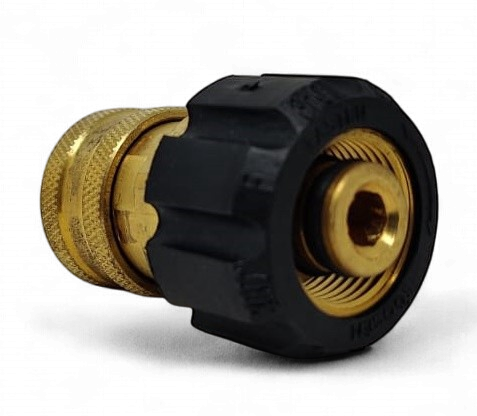 Pressure Washer Coupler Brass M22 Quick Release to Tread 3/8" QD-14MM Black End