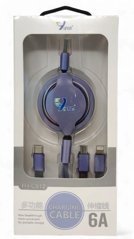 HEYU Cable USB 3 IN 1 HY-C512 6A Charging Expandable