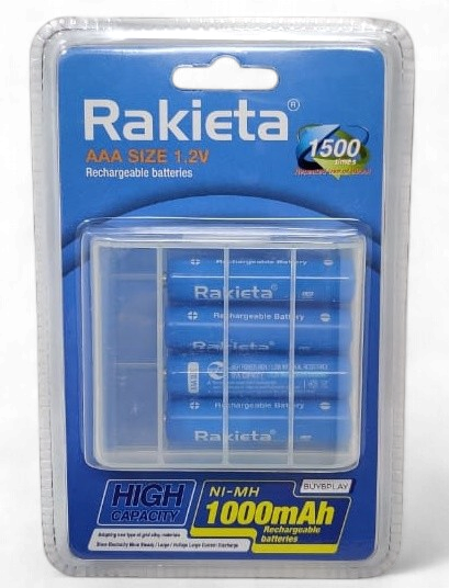 RAKIETA Battery Rechargeable Aaa Blue 1000MAH 1.2V 4PCS Pack