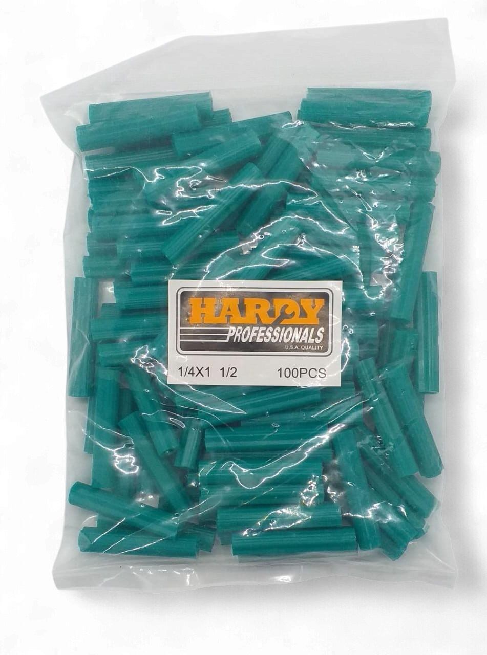 HARDY Wall Plug Green 1 1/2" X 1/4" 100PCS