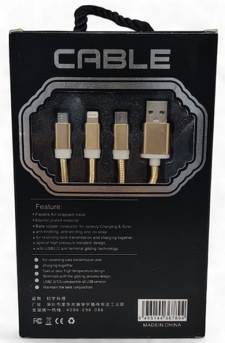 HEYU Cable USB 3 IN 1 HY-C04 2.4A 1200MM Data