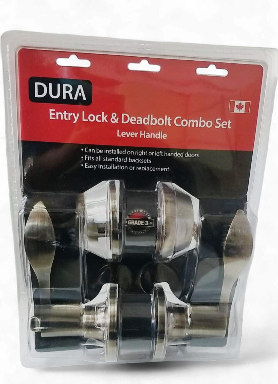 DURA Lock Combo Lever & Deadbolt Antique Bronze 1860ET+7301ABVP