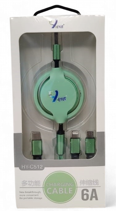 HEYU Cable USB 3 IN 1 HY-C512 6A Charging Expandable