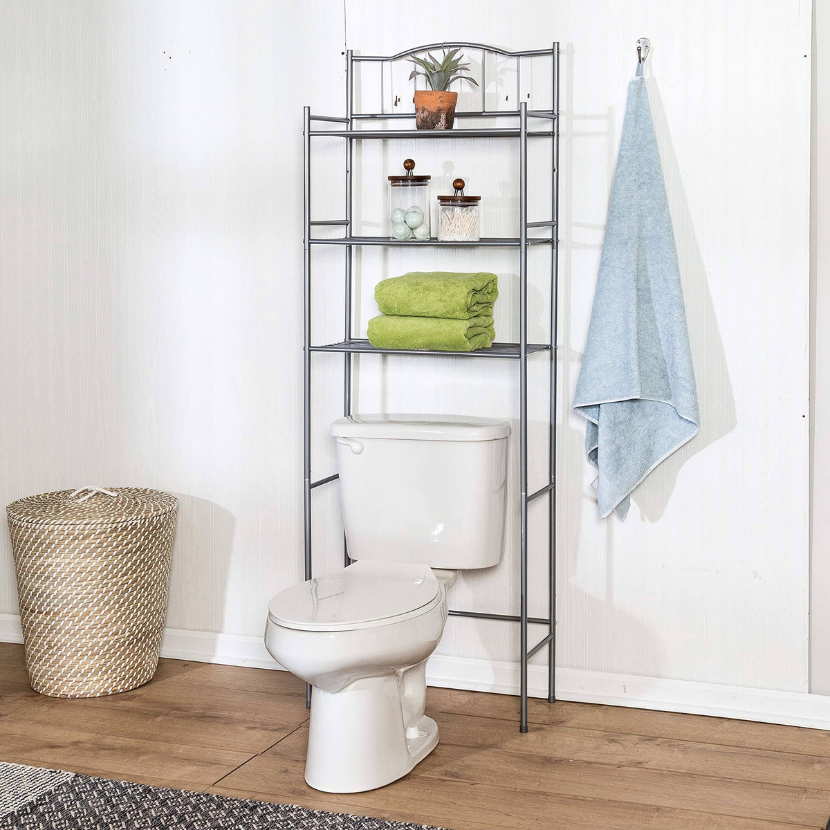 LEOSTAR Bathroom Rack Leo Star 72236278 P05034 Gray Over Toilet Shelf Organizer