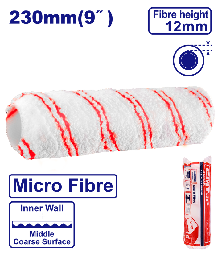 EMTOP Roller Brush Pad 9" ECBH062302 230MM 12MM Micro Fiber