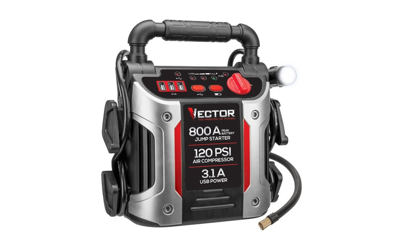 VECTOR Battery Jump Start J7CV 4-IN-1 Air Compressor USB Power