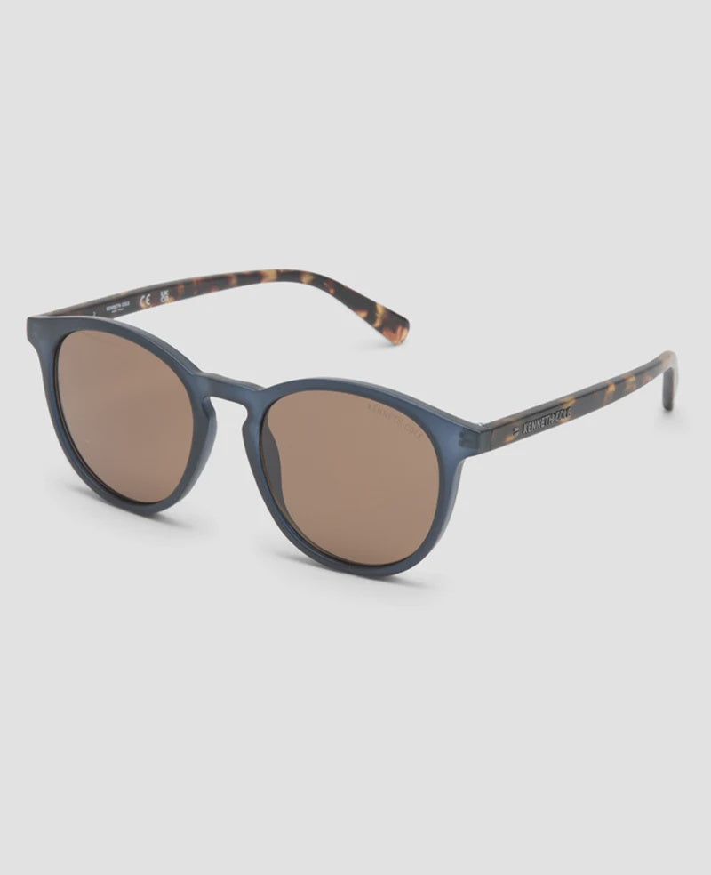 KENNETH COLE Sunglasses Men Round Black / Brown