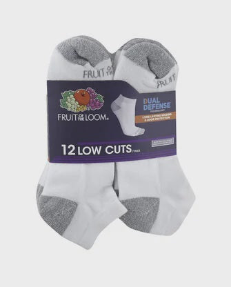 FRUIT OF THE LOOM Men Socks Low Cut 12 Pack Dual Defence